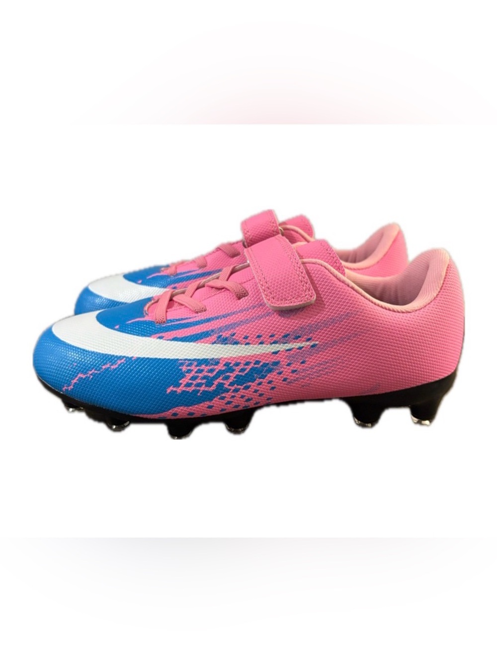 NEW Soccer Football Futbal Outdoor Grass Turf Cleats Boots Pink/Blue Youth 3.5 - Picture 2 of 9